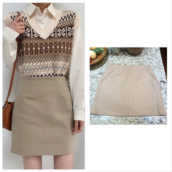 Ann TaylorWool Blend Tan A-line Skirt 8 - Picture 1 of 8